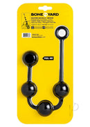 Boneyard Ass Ballz Silicone Anal Beads Medium Black packaging with three black balls on yellow background.