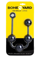 Boneyard Ass Ballz Silicone Anal Beads Large Black packaging featuring bold design and multiple silicone beads.