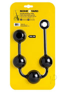 Boneyard Ass Ballz Silicone Anal Beads Large Black packaging showing silicone anal beads with a ringed handle.