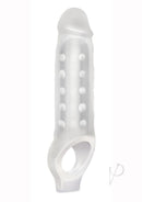 Blue Line CandB Gear Mighty Extender Penis Sleeve Clear - soft and stretchy accessory for added length and girth.