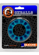 Oxballs Air Silicone Sport Cock Ring Blue packaging featuring the silicone ring designed for comfort and bulge enhancement.