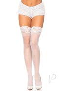 Leg Avenue Stay Up Sheer Thigh High 3 Inch Lace Top White