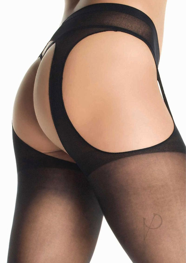 Leg Avenue Sheer Suspender Pantyhose Black, highlighting bold cutouts and a sheer silhouette for plus size fashion.