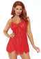Rose Lace Flair Chemise Os Red-0