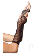 Leg Avenue Triangle Net Fingerless Gloves One Size Black showcasing a bold triangle net pattern for edgy outfits.