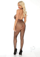 Leg Avenue Fishnet Halter Low Back Bodystocking Black - Image 2
