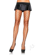 Leg Avenue Spandex Diamond Pantyhose One Size Black worn under a flared black skirt, showcasing elegant diamond net pattern.