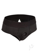 Boundless Backless Brief Harness 2XL/3XL Black featuring a comfortable waistband and reinforced O-ring.