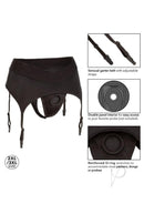 Boundless Thong with Garter Harness 2XL/3XL Black featuring adjustable garter straps and reinforced O-ring.