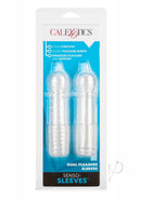 Senso Dual Pleasure Penis Sleeve 2 Pack Clear with two textured sleeves for added sensation and intimacy.