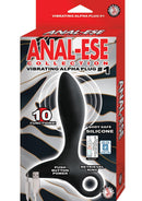 Packaging for Anal-Ese Vibrating Silicone Alpha Probe 1 Black showcasing its features, functions, and design.