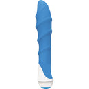 Gossip Lily Azure Wand Vibrator with a smooth blue design and spiral texture for powerful stimulation.