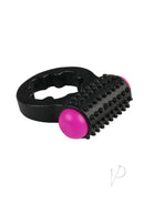 Rock Candy Sugar Buzz Vibrating Cock Ring Black showcasing a playful design, enhancing intimate experiences for couples.