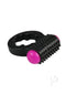 Rock Candy Sugar Buzz Vibrating Cock Ring Black showcasing a playful design, enhancing intimate experiences for couples.