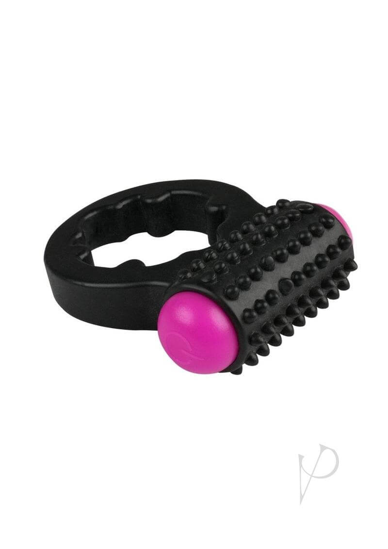 Rock Candy Sugar Buzz Vibrating Cock Ring Black showcasing a playful design, enhancing intimate experiences for couples.