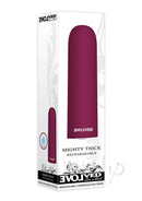 Evolved Mighty Thick Rechargeable Bullet Vibrator Red in packaging showcasing its sleek design and features.