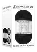 Zero Tolerance Double Decker Stroker Black and Clear packaging showcasing dual entry design and textured sleeve.