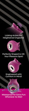 Lickety Split Oral Stimulator features licking action, ergonomic design, and waterproof build for heightened pleasure and comfort.