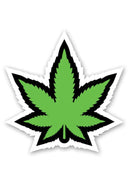 Green Leaf Sticker Wood Rocket - waterproof vinyl decal featuring a green leaf design with black outline.