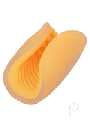 The Gripper Dual Grip Masturbator Dual Ended Orange, featuring a flexible open-sleeve design for customizable stimulation.