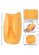 The Gripper Dual Grip Masturbator Dual Ended Orange with textured surface for customizable pleasure and stimulation.