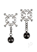 Nipple Grips 4-Point Weighted Nipple Press Silver/Black for adjustable nipple stimulation with clamps and press.