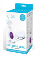 Glas Jewel Glass Anal Plug Clear and Purple packaging with a sparkling gem at the base and smooth glass design.