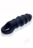 Oxballs Invader Rippled Open-Ended Cocksheath Black Frost showcasing its bold texture and secure fit.