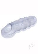 Oxballs Invader Open-Ended Cocksheath Extender Clear features a textured design for secure fit and pleasure.