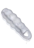 Oxballs Invader Open-Ended Cocksheath Extender Clear featuring a textured design for enhanced pleasure.