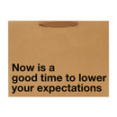 Wood Rocket Lower Your Expectations Large Gift Bag with a humorous message for various occasions.