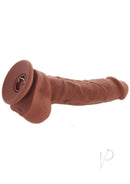 Big Shot Silicone Vibrating Squirting Dong 8 Inch Chocolate on a white background, showcasing its lifelike texture and design.