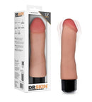 Dr Skin Silicone Dr Avery Vibrating Dildo 7.5 inches in packaging with realistic design and multiple vibration settings.