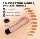 Dr Skin Silicone Dr Avery Vibrating Dildo 7.5 inches featuring 10 vibration modes and intensity levels for customizable pleasure.