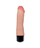 Dr Skin Silicone Dr Avery Vibrating Dildo 7.5 inches displayed on a white background, showcasing its realistic design and black base.
