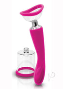 Inya Silicone Rechargeable Pump and Vibrator Pink with suction cup, designed for pleasure and versatility.