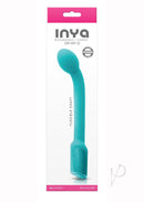Inya Oh My G Silicone Rechargeable Wand Teal in packaging with a flexible shaft design for G-spot stimulation.