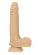 Naked Addiction 7.5 Inch Thrusting Rotating Dildo Vanilla side view in realistic silicone material.