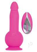 Evolved Ballistic Silicone Remote Control Vibrator Pink with dual motors for stimulation and robust suction cup base.