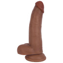 Curve Novelties Jock 8 Inch Dong With Balls Latte showcasing lifelike detail and strong suction base for versatile use.