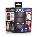 Jock Tightening Masturbator Clear Black adjustable tightness and open-ended design for easy clean up.