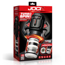 Jock Turbo Spin Thrusting & Rotating Masturbator packaging showcasing its powerful features and Turbo Mode for enhanced solo play.