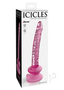 Icicles No 86 Glass Wand with Silicone Suction Cup Pink packaging showcasing the elegant glass wand design.