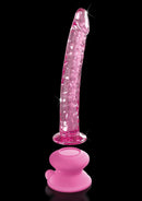 Icicles No 86 Glass Wand with Silicone Suction Cup Pink featuring a sleek glass design and textured surface.