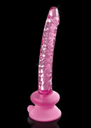 Icicles No 86 Glass Wand with Silicone Suction Cup Pink is a smooth, sculpted glass wand for versatile play.
