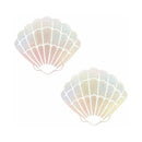 Neva Nude Pasty Shell Holographic pack of two shimmering shell-shaped nipple covers.