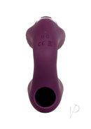 Helping Hand Silicone Rechargeable Finger Vibrator Purple, top view showing design and controls.