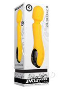Evolved Buttercup Silicone Wand Massager Yellow packaging featuring a sleek design and turbo boost function.
