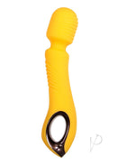 Evolved Buttercup Silicone Wand Massager Yellow with textured head for deep vibration and flexible design.