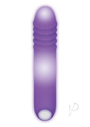 The G Rave Silicone G-Spot Light-Up Vibrator Purple with illuminated shaft and ribbed textures for pleasure.